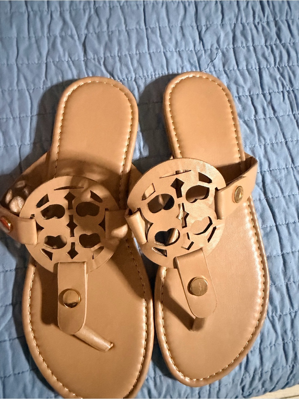 Women’s Neutral Tan Cutout Thong Sandals